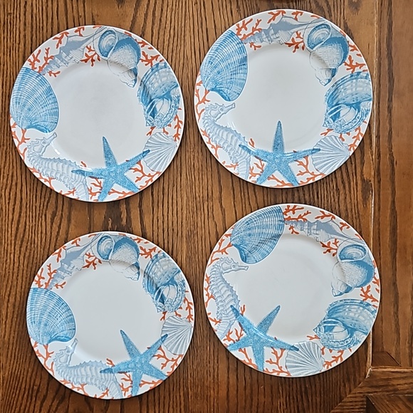 Set of 6 ~ 222 Fifth Coastal Living "Grenada" 11 Inch Dinner Plates - Picture 9 of 11